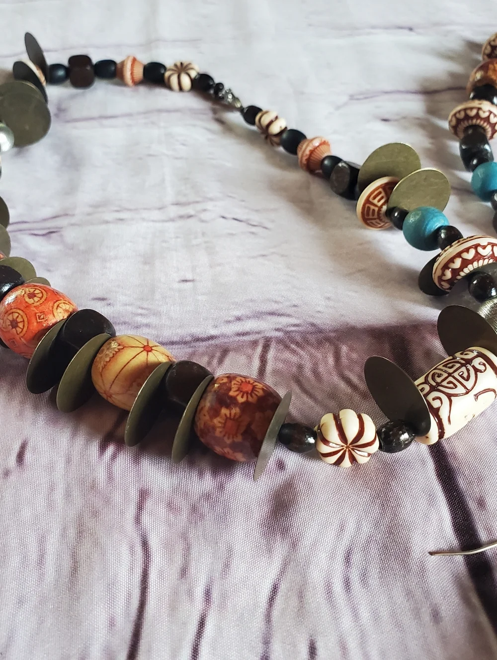Bohemian Beaded Jewelry Set Handcrafted Necklace Bracelets Earrings Chunky Batik